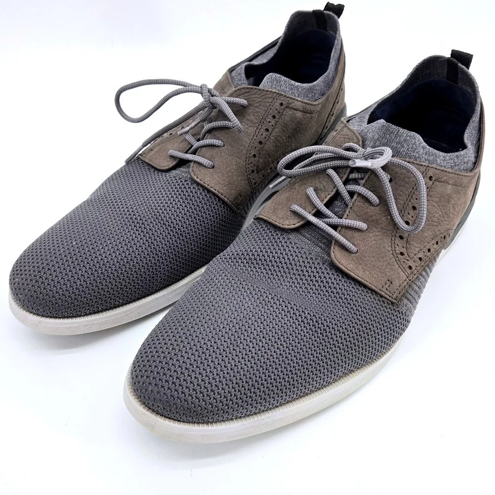 Johnston & Murphy XC4 Mens 13 Gray Knit Waterproof Wingtip Oxford Casual Sneaker
